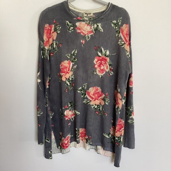 Show Me Your Mumu Lightweight Oversized Floral Knit Bonfire Sweater Size Small - Picture 2 of 7